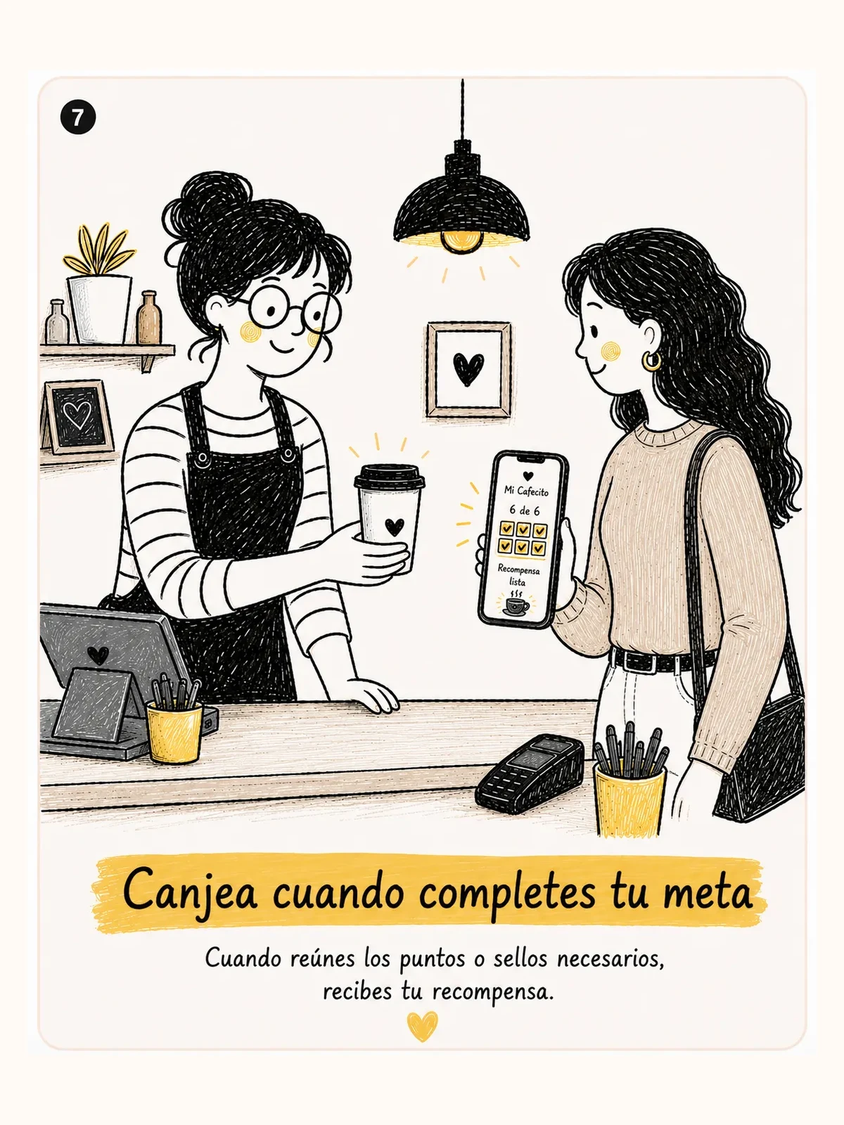 Cliente completando su meta y recibiendo una recompensa.